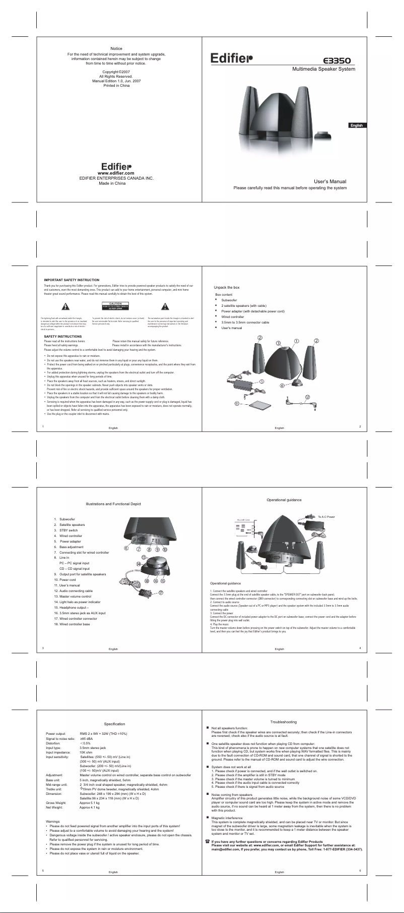 Página 1 del manual Manual de usuario Edifier E3350