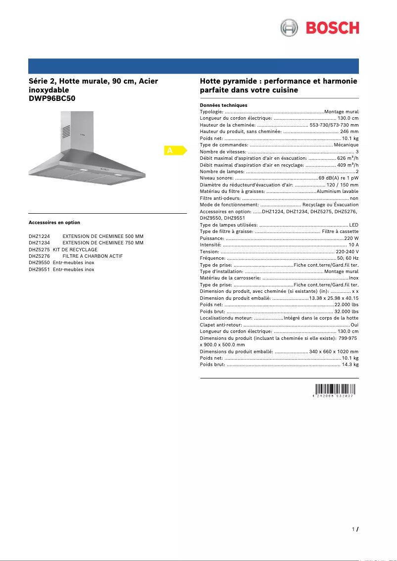 Imagen de la primera página del manual del dispositivo DWP96BC50