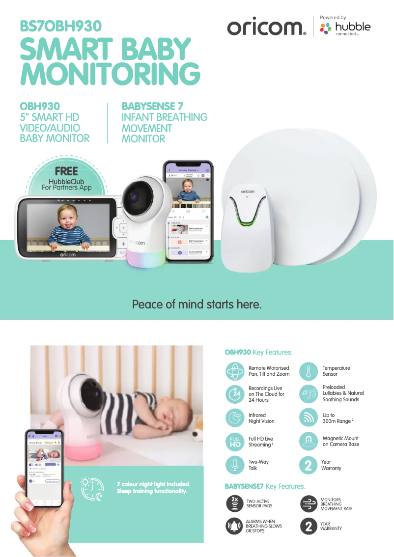 Página 1 del manual Ficha técnica Oricom Babysense 7 OBH930