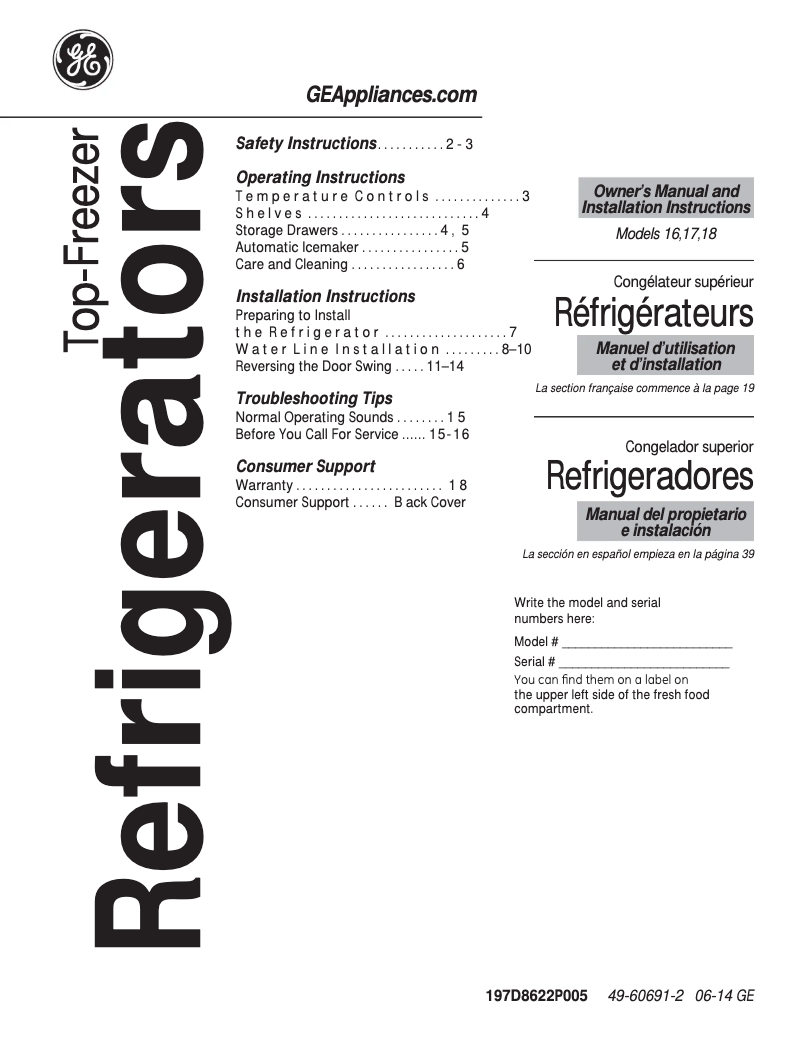 Imagen de la primera página del manual del dispositivo GTH18CBECC