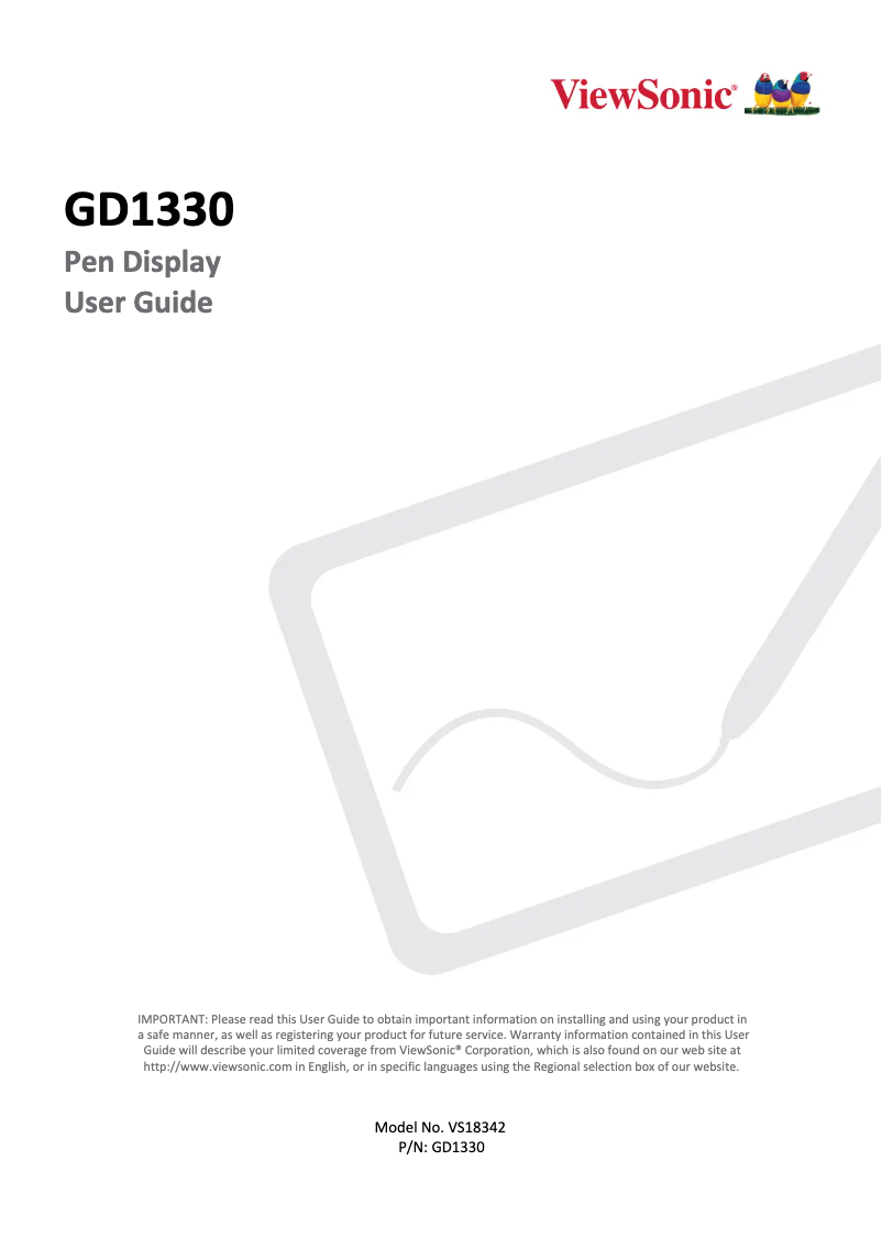 Página nº 1 - Manual de usuario Viewsonic GD1330