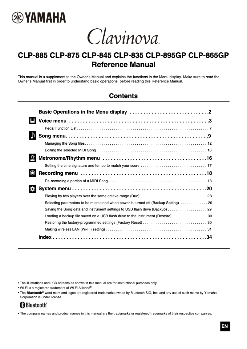 Imagen de la primera página del manual del dispositivo Clavinova CLP-835