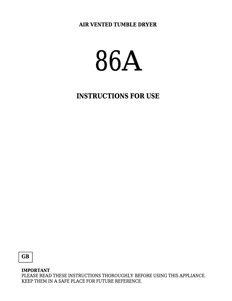 Página 1 del manual Manual de usuario White Knight 86AW