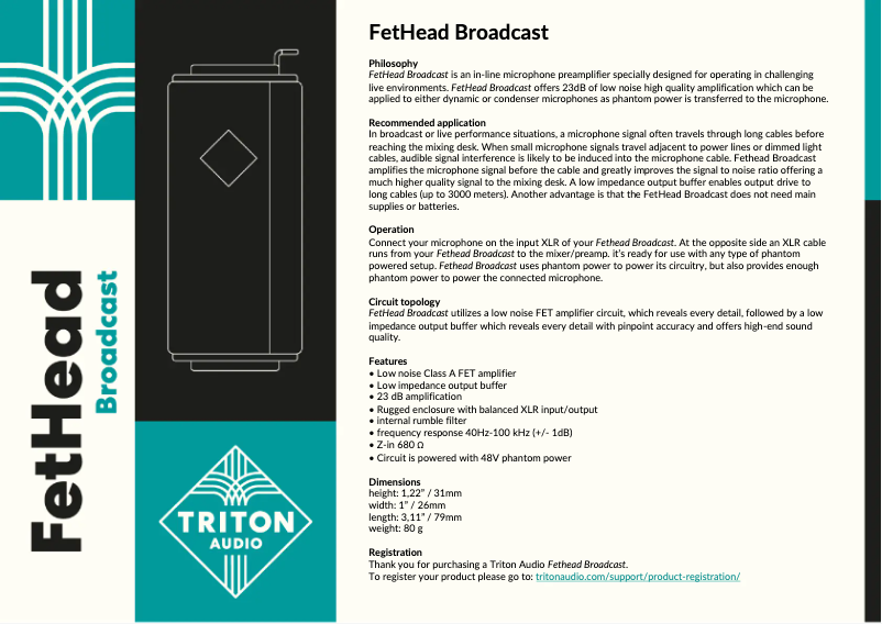 Página 1 del manual Manual de usuario Triton FetHead Broadcast