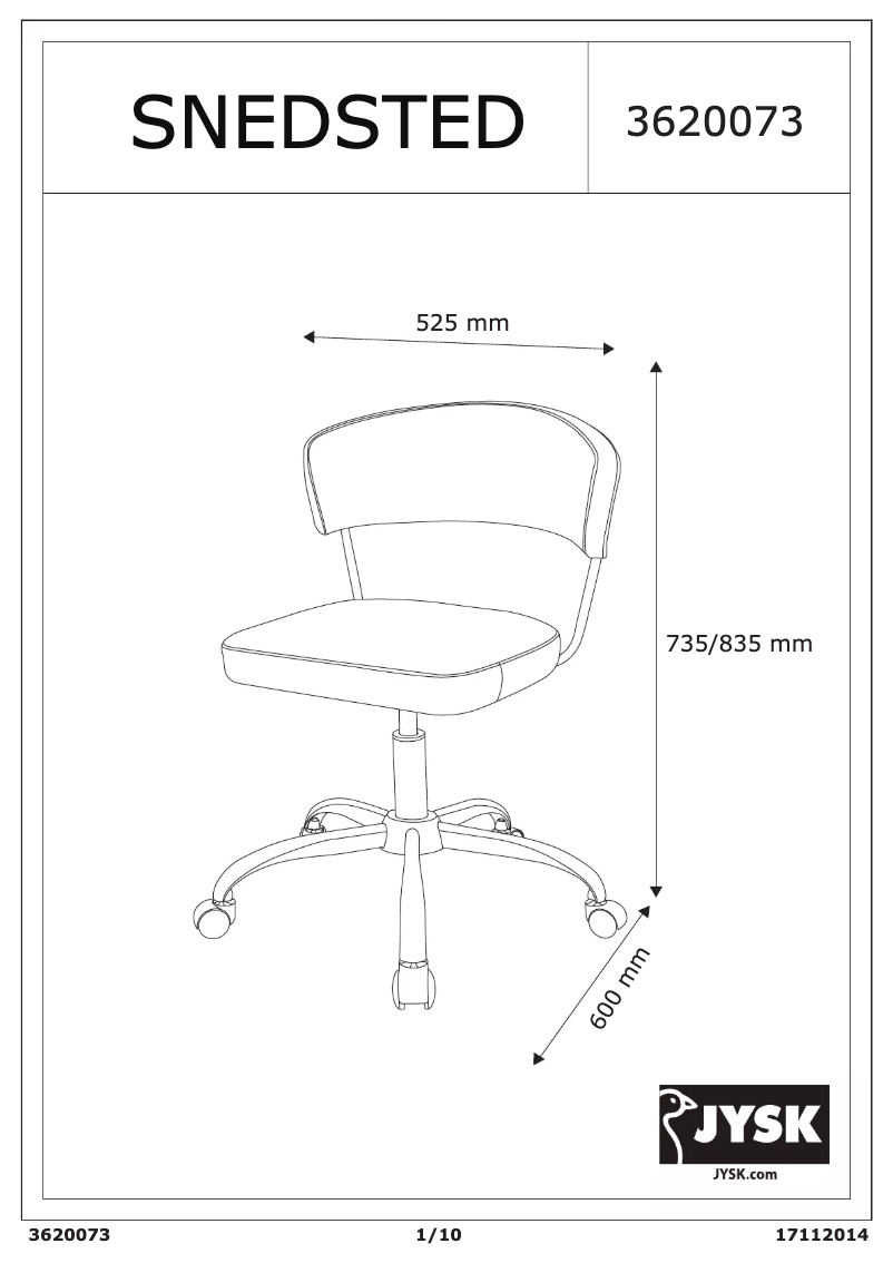 Página nº 1 - Manual de usuario JYSK Snedstad
