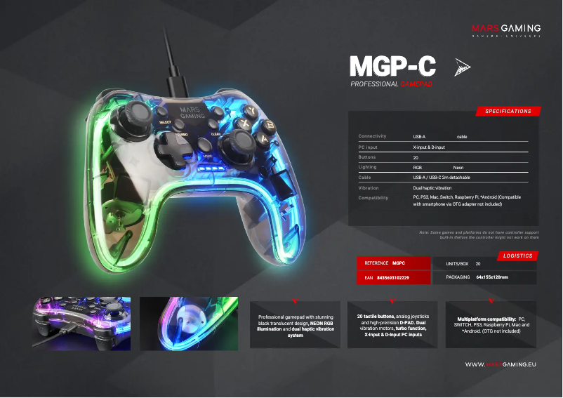 Página 1 del manual Ficha técnica Mars Gaming MGP-C