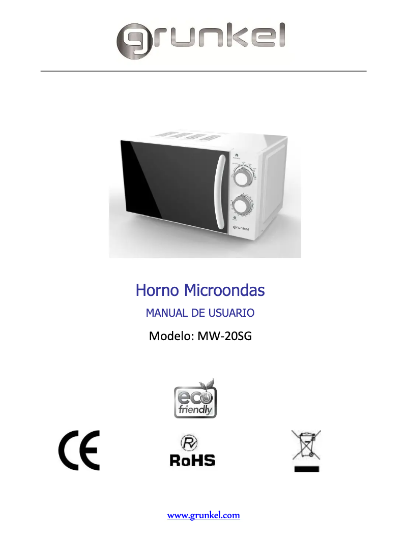 Imagen de la primera página del manual del dispositivo MW-20SG