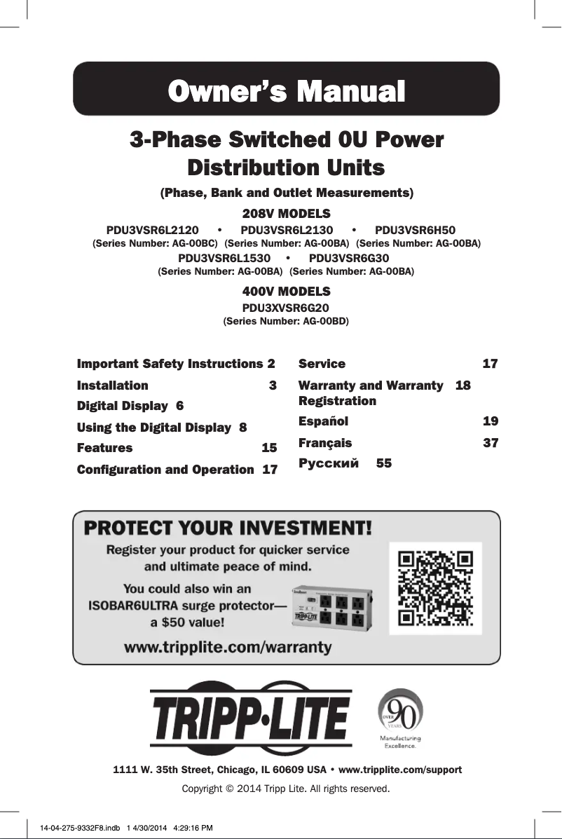Página 1 del manual Manual de usuario Tripp Lite PDU3VSR6L1530