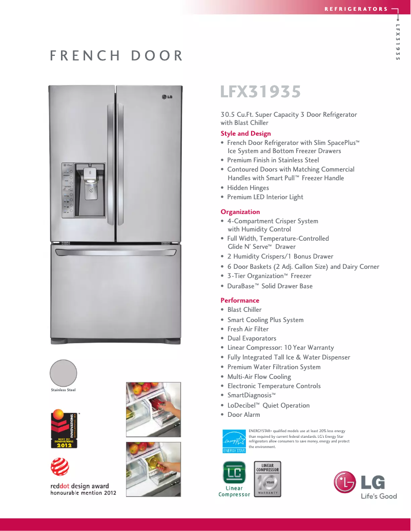 Página nº 1 - Ficha técnica LG LFX31935ST