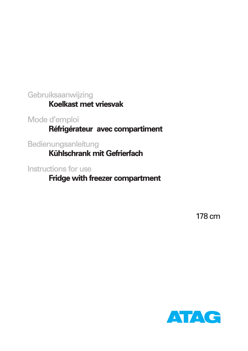 Página 1 del manual Manual de usuario Atag KD6178BD
