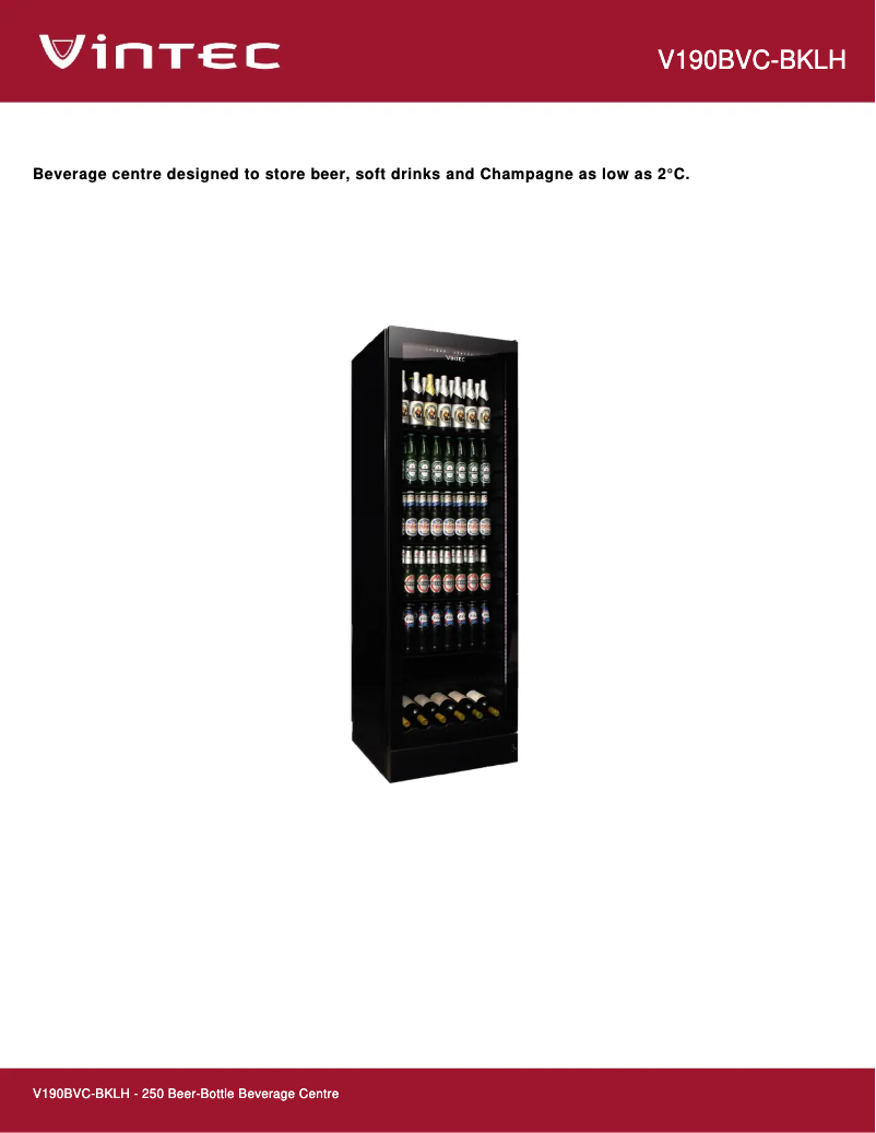 Página 1 del manual Ficha técnica Vintec V190BVCBKLH