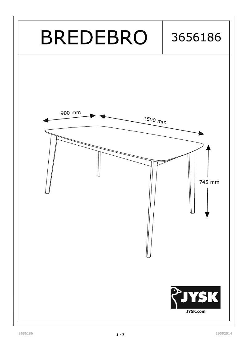 Imagen de la primera página del manual del dispositivo Bredebro (90x150x75)