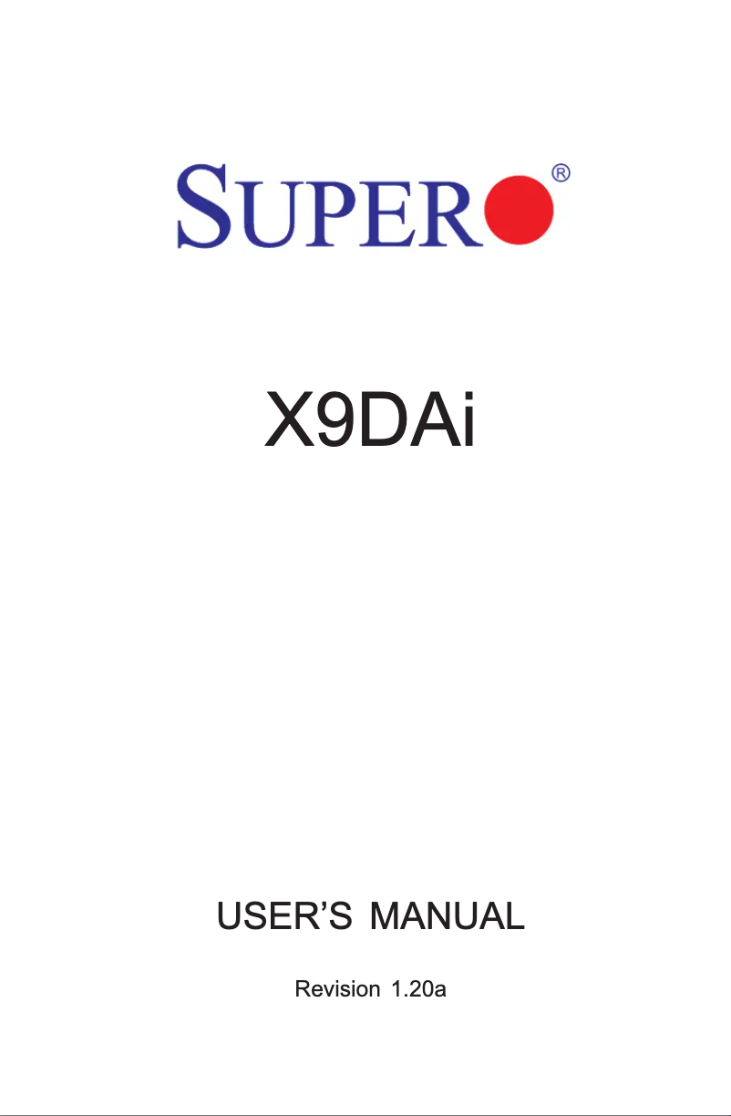 Imagen de la primera página del manual del dispositivo X9DAi