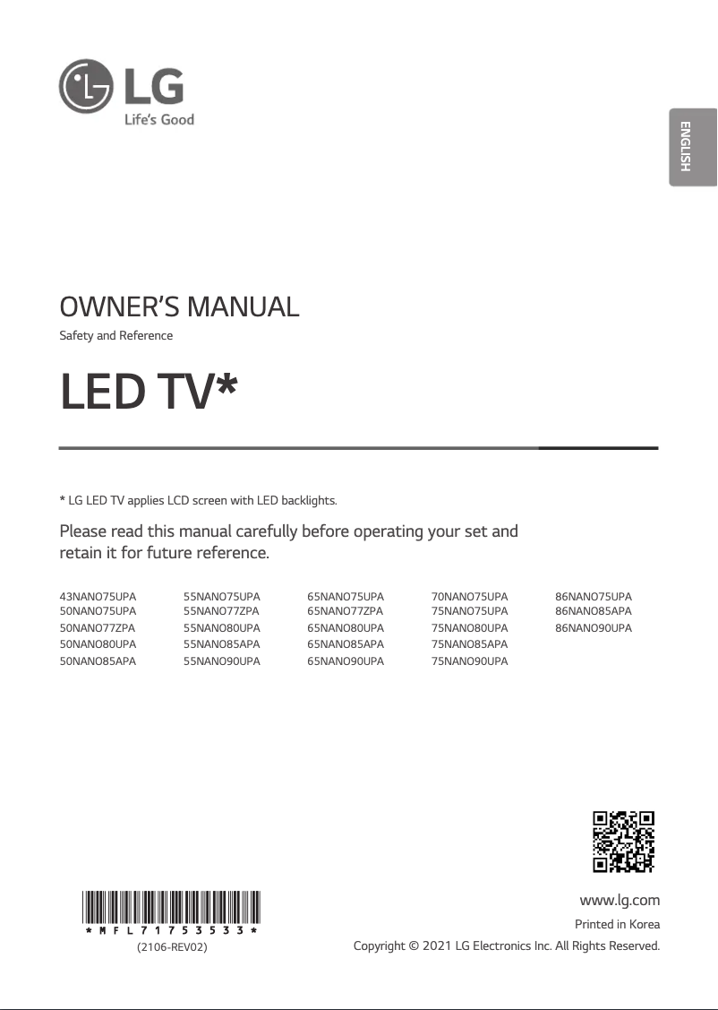 Imagen de la primera página del manual del dispositivo 86NANO85APA