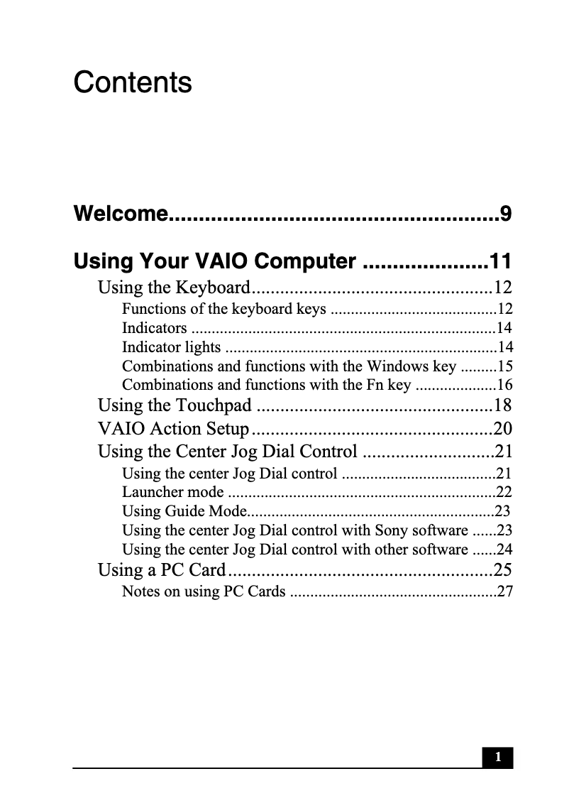 Imagen de la primera página del manual del dispositivo Vaio PCG-R505EL