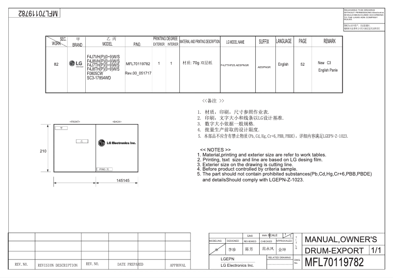 Imagen de la primera página del manual del dispositivo F0805CW