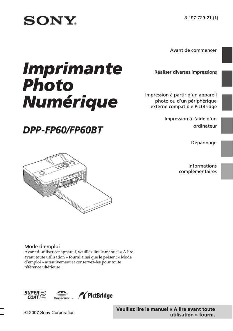 Imagen de la primera página del manual del dispositivo DPP-FP60BT