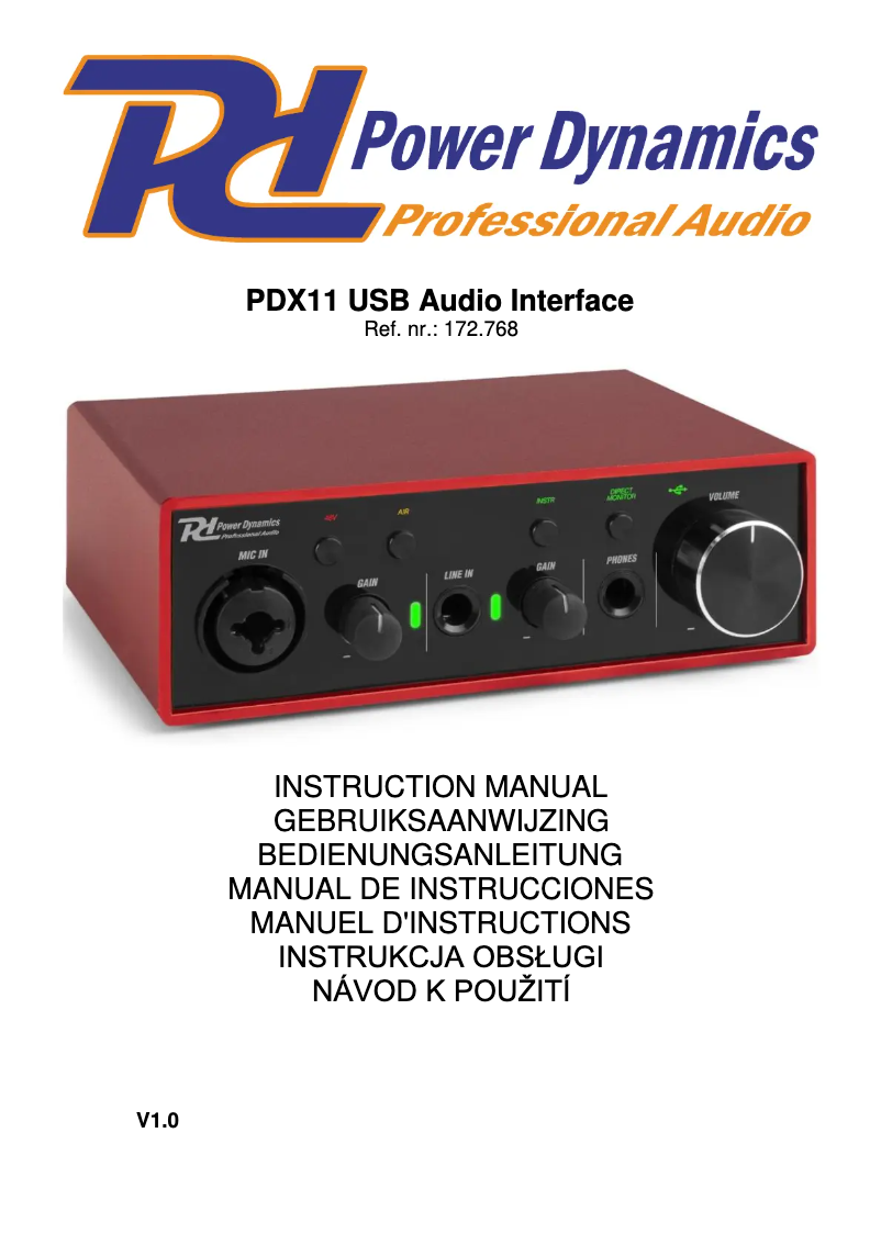 Imagen de la primera página del manual del dispositivo PDX11