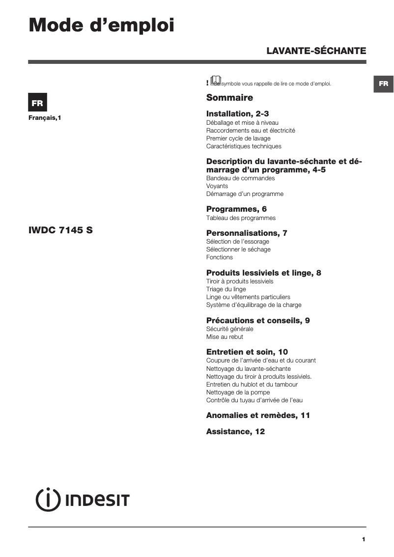 Imagen de la primera página del manual del dispositivo IWDC 7145 S (FR)