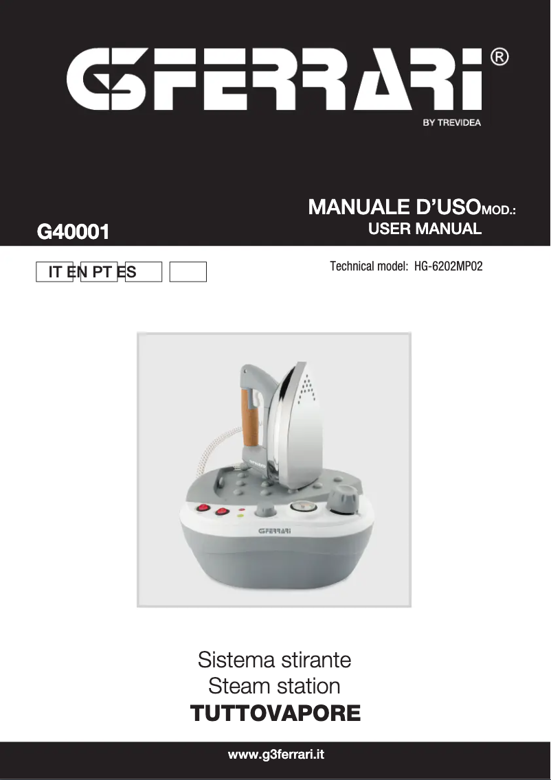 Página 1 del manual Manual de usuario G3 Ferrari Tuttovapore G40001