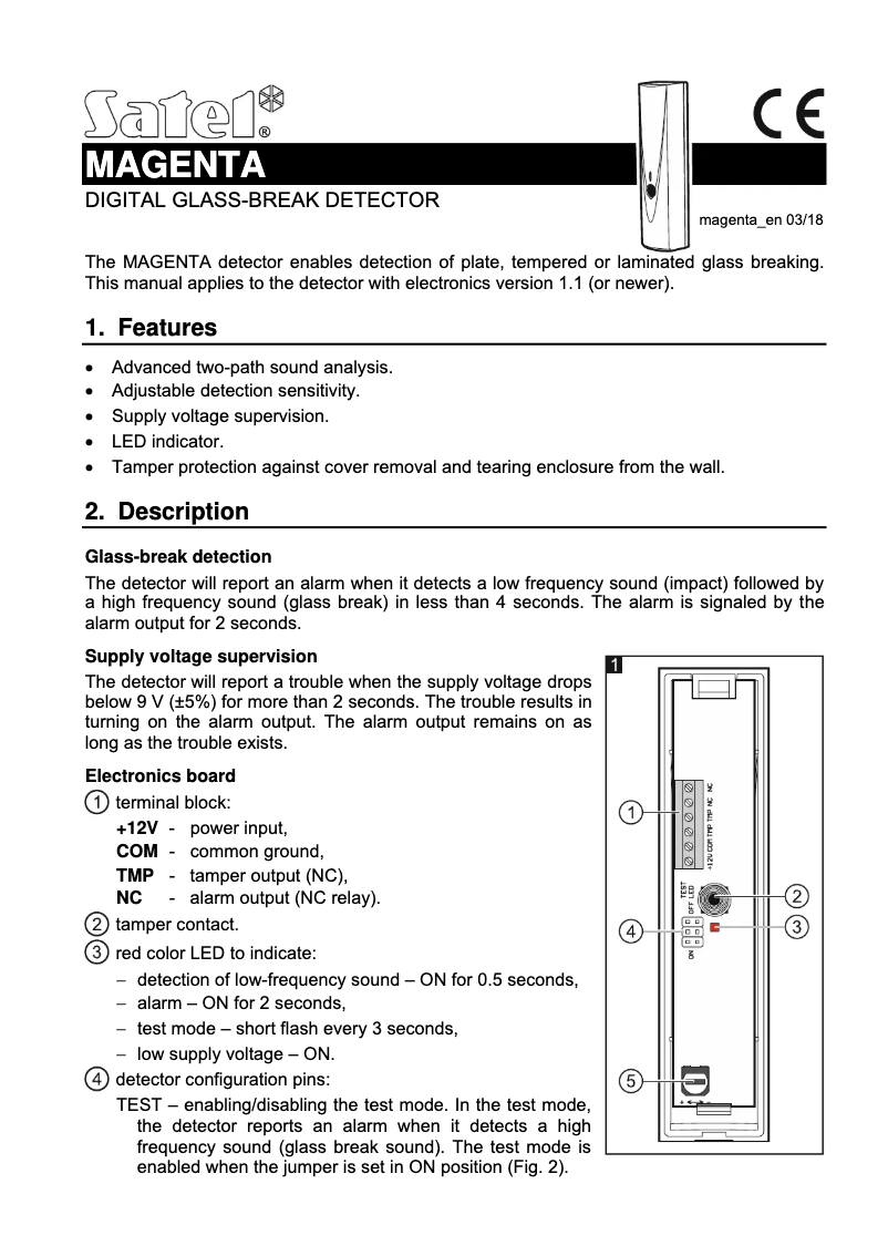 Imagen de la primera página del manual del dispositivo MAGENTA