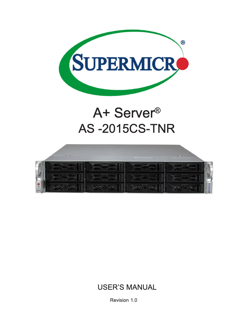 Imagen de la primera página del manual del dispositivo SuperServer AS-2015CS-TNR