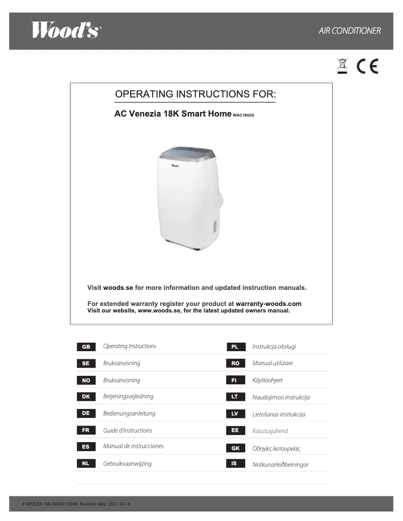 Página nº 1 - Manual de usuario Wood's AC Venezia 18K