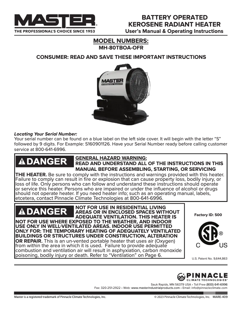 Página 1 del manual Manual de usuario Master MH-80TBOA-OFR