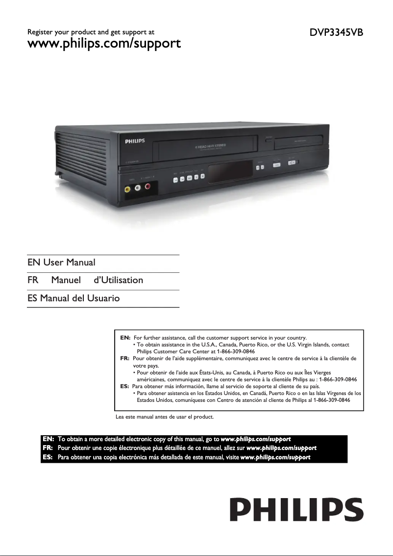 Página 1 del manual Manual de usuario Philips DVP3345VB