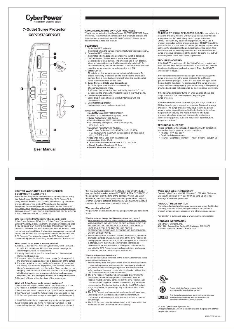 Imagen de la primera página del manual del dispositivo Professional CSP708T