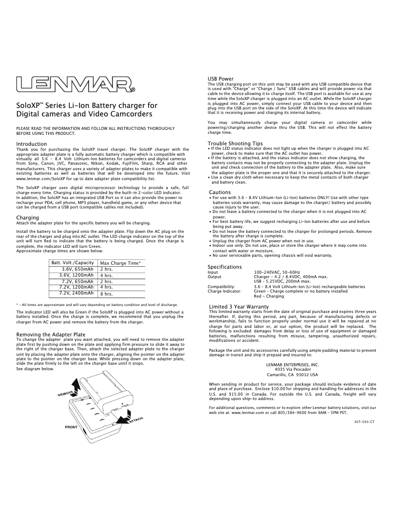 Página 1 del manual Manual de usuario Lenmar SOLOXP-X6