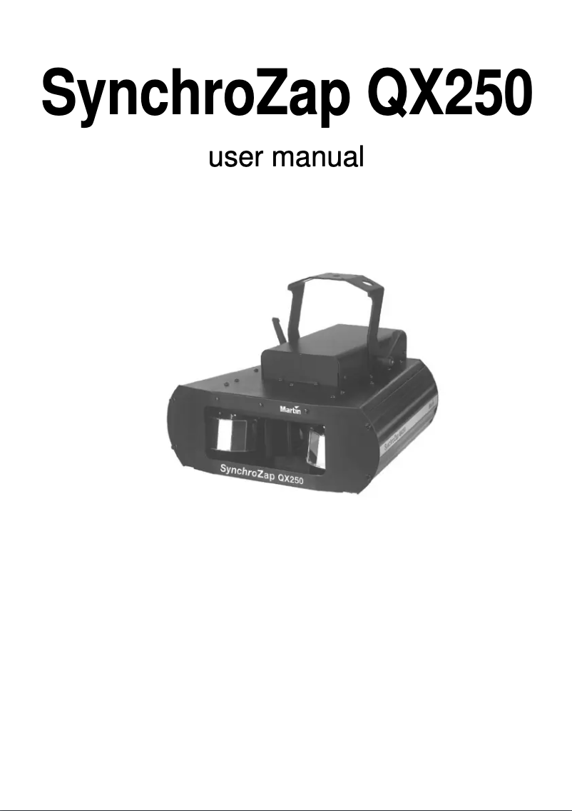 Imagen de la primera página del manual del dispositivo SynchroZap QX250
