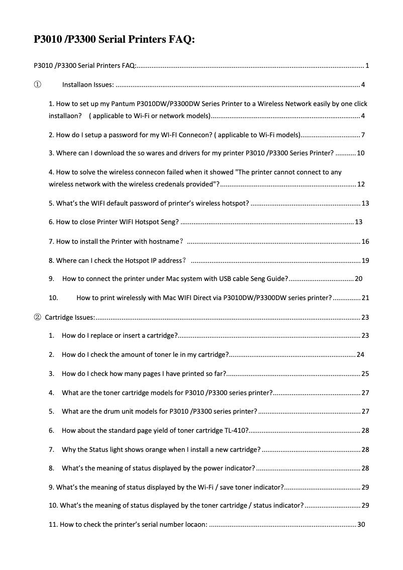 Página 1 del manual Preguntas frecuentes Pantum P3302DN