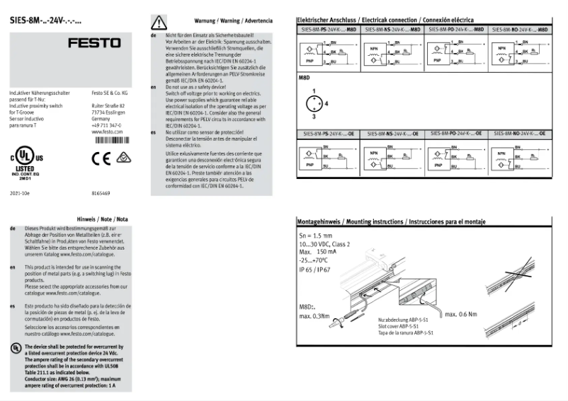 Página 1 del manual Manual de usuario Festo SIES-8M-PS-24V-K-7,5-OE