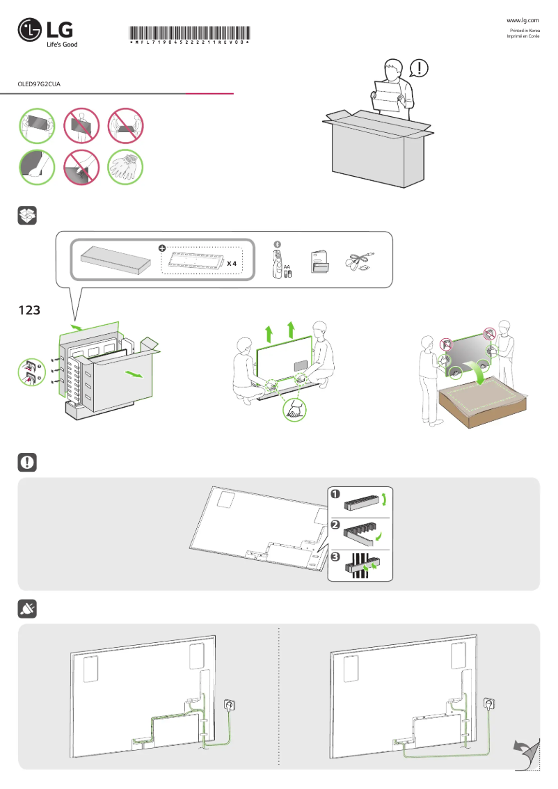 Imagen de la primera página del manual del dispositivo OLED97G2CUA