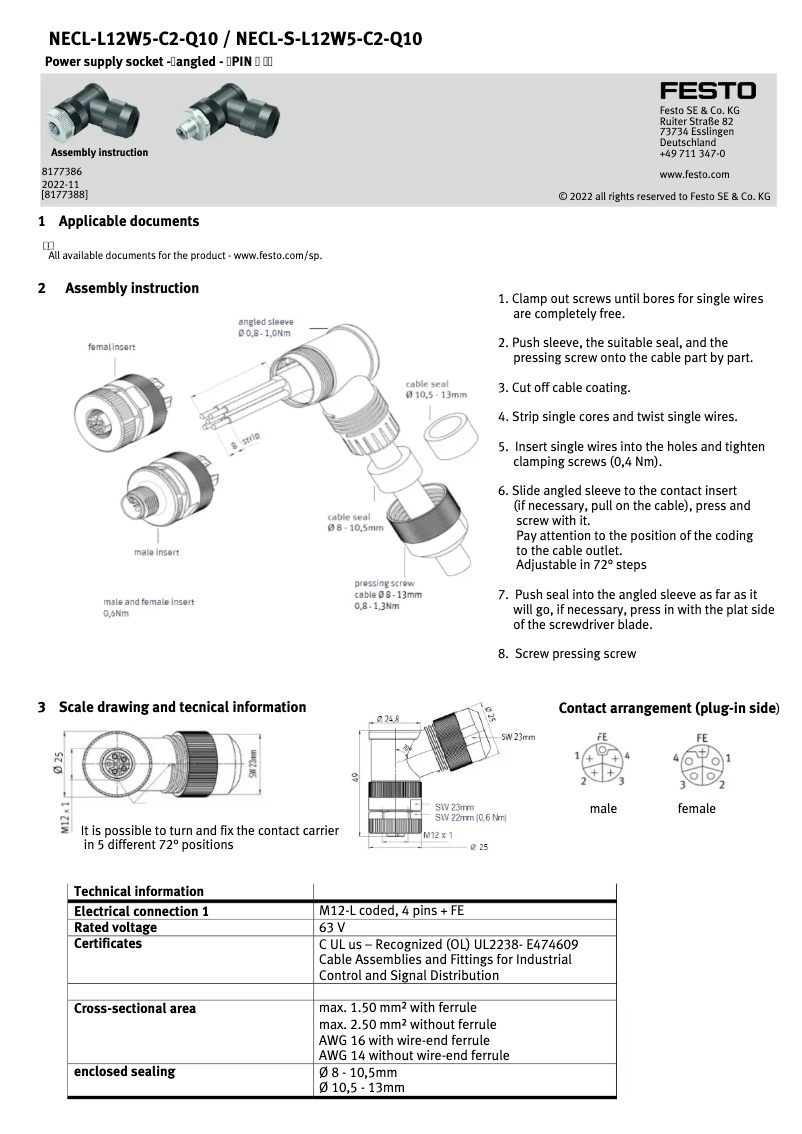 Página 1 del manual Manual de usuario Festo NECL-L12W5-C2-Q10