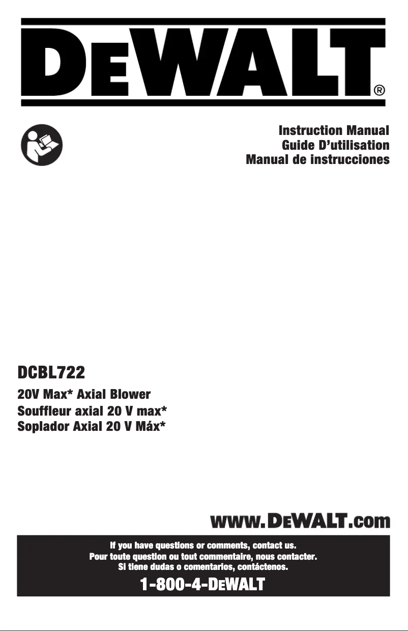 Página 1 del manual Manual de usuario DeWalt DCBL722