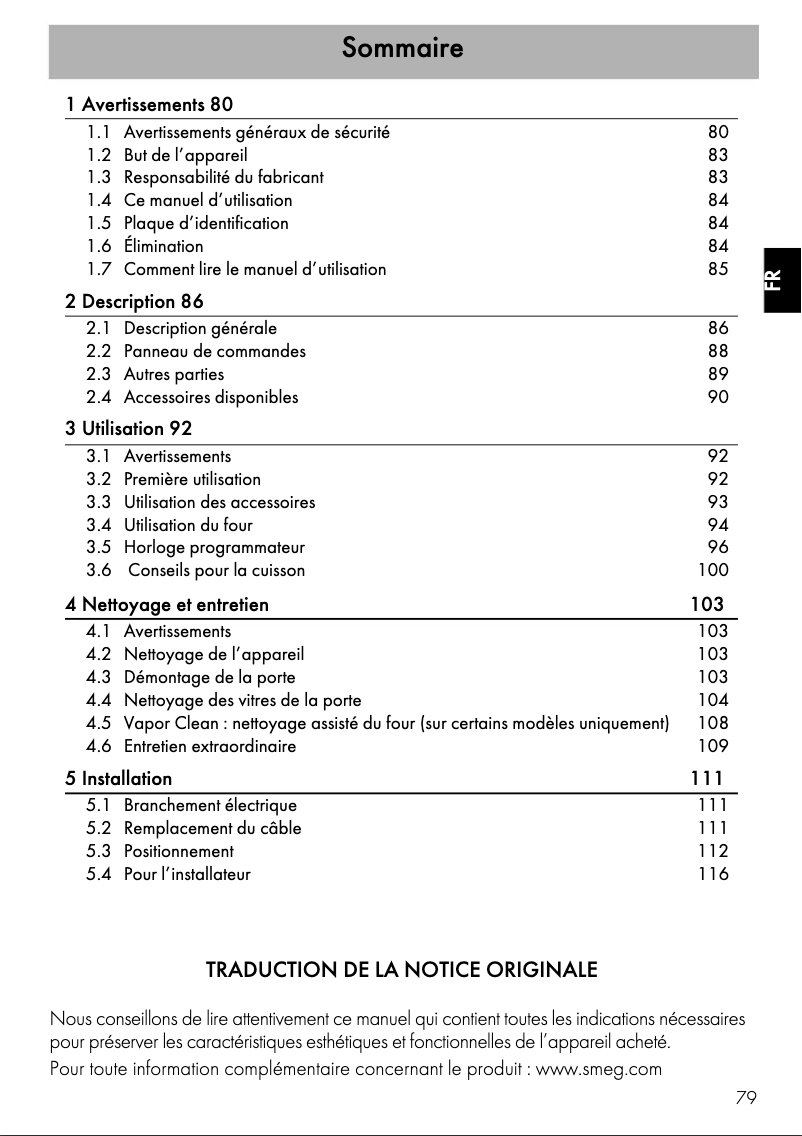 Página 1 del manual Manual de usuario Smeg SF6400TVX