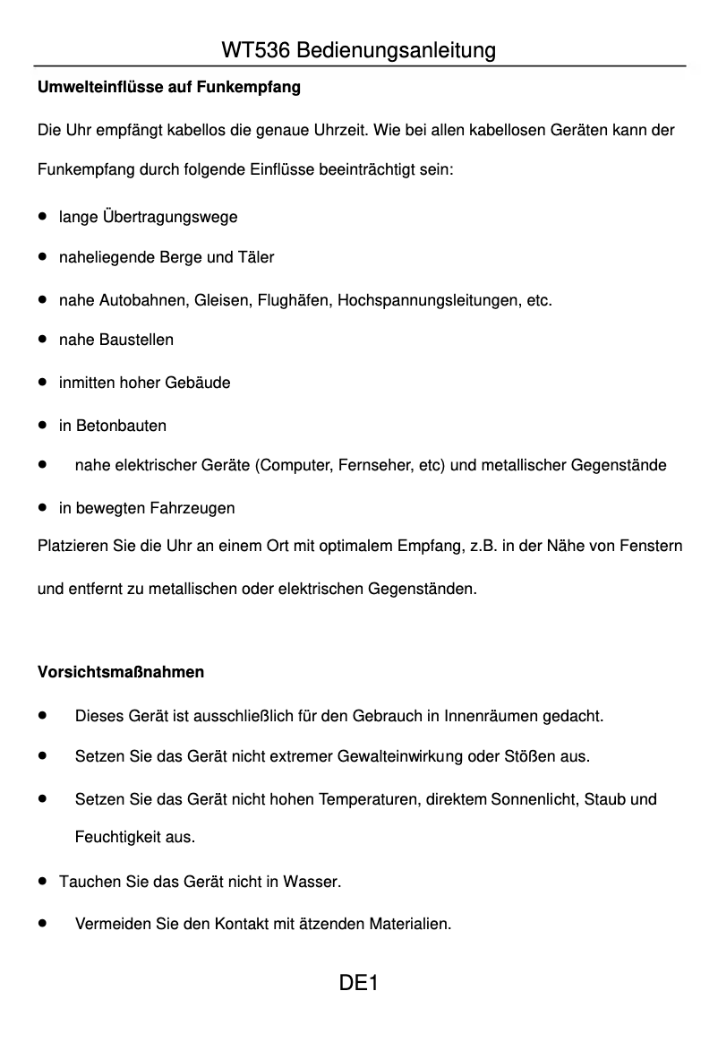 Página 1 del manual Manual de usuario Techno Line WT 536