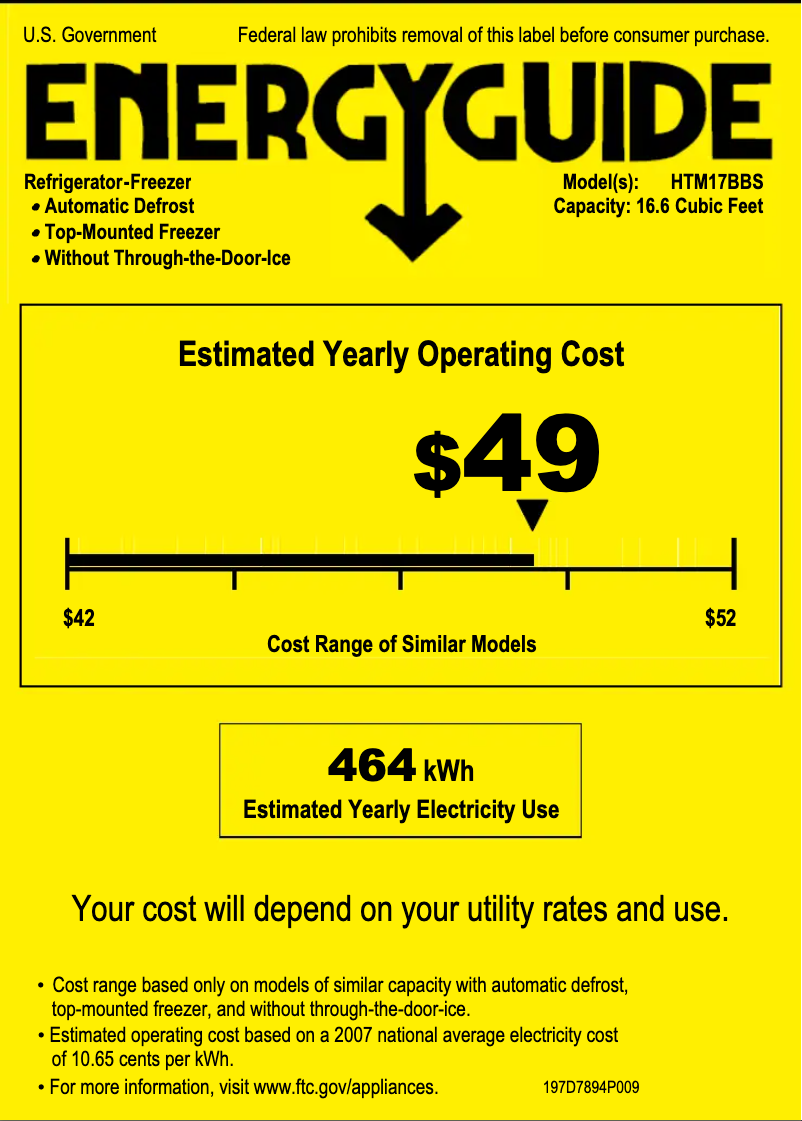 Página 1 del manual Etiqueta energética Hotpoint HTM17BBSSA