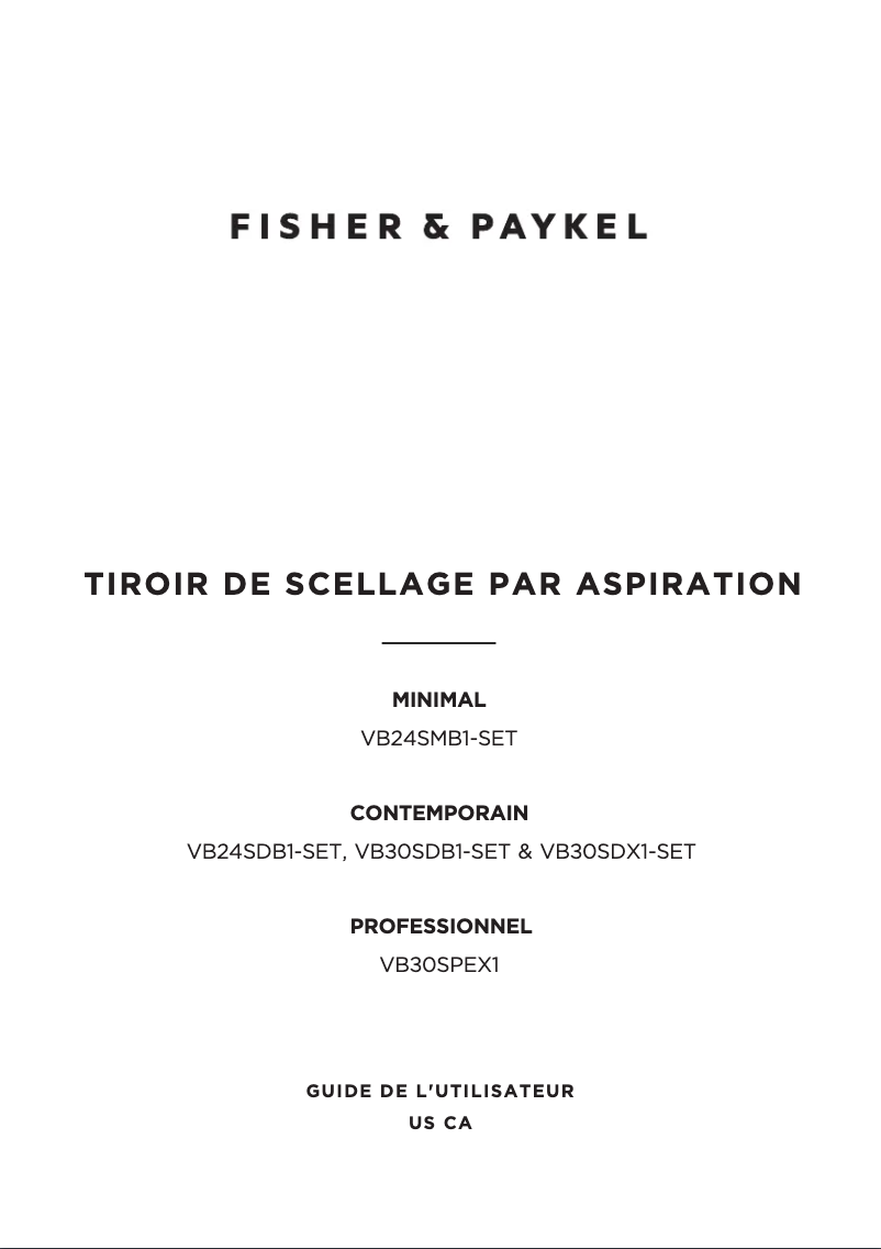 Página 1 del manual Manual de usuario Fisher & Paykel VB24SDB1-SET