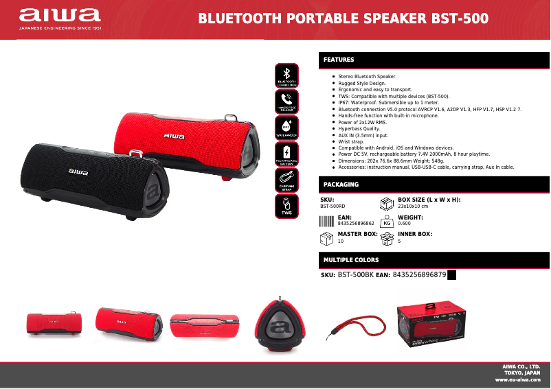 Página 1 del manual Ficha técnica Aiwa BST-500RD