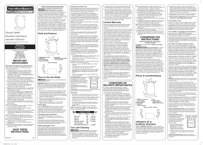 Página 1 del manual Manual de usuario Hamilton Beach 41028