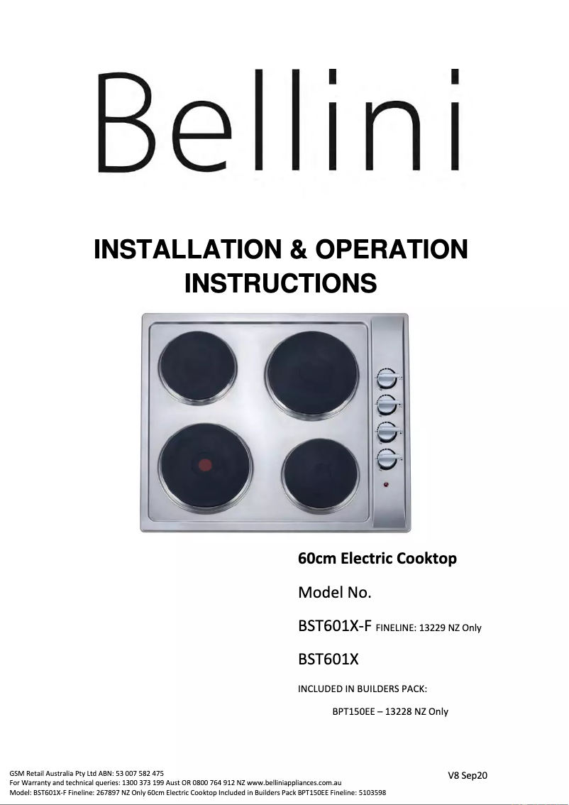 Página 1 del manual Manual de usuario Bellini BST601X-F