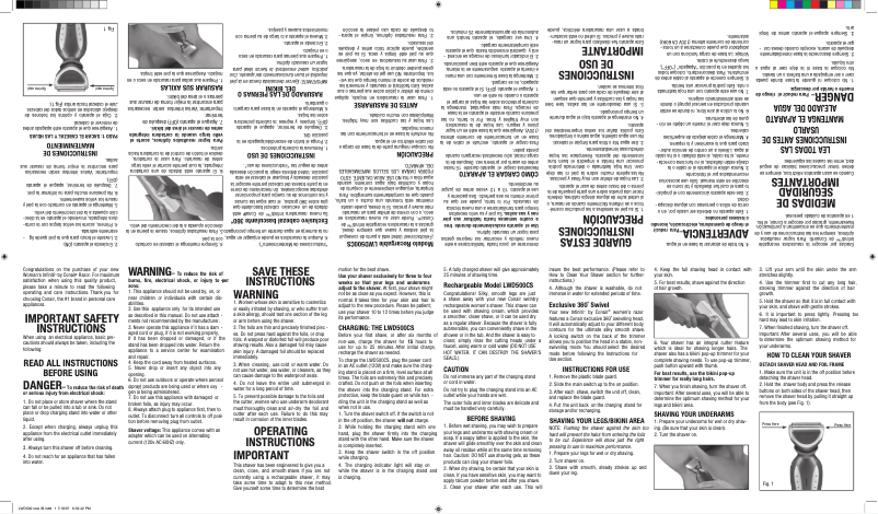 Página 1 del manual Manual de usuario Conair LWD500CS