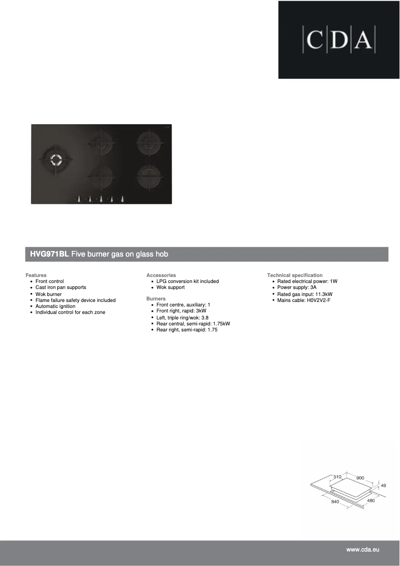 Imagen de la primera página del manual del dispositivo HVG971BL