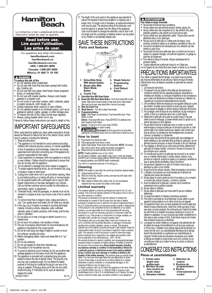 Imagen de la primera página del manual del dispositivo 22812