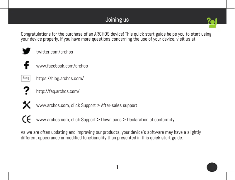 Página nº 1 - Manual de usuario Archos e-Kart