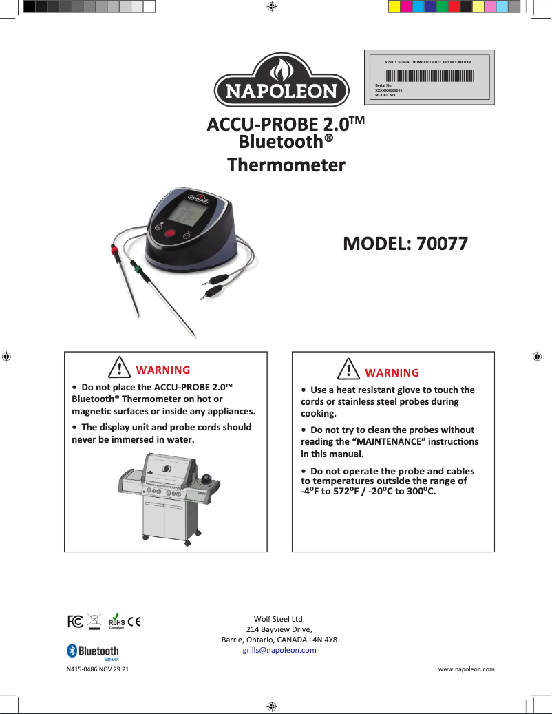 Imagen de la primera página del manual del dispositivo ACCU-PROBE 2.0 70077