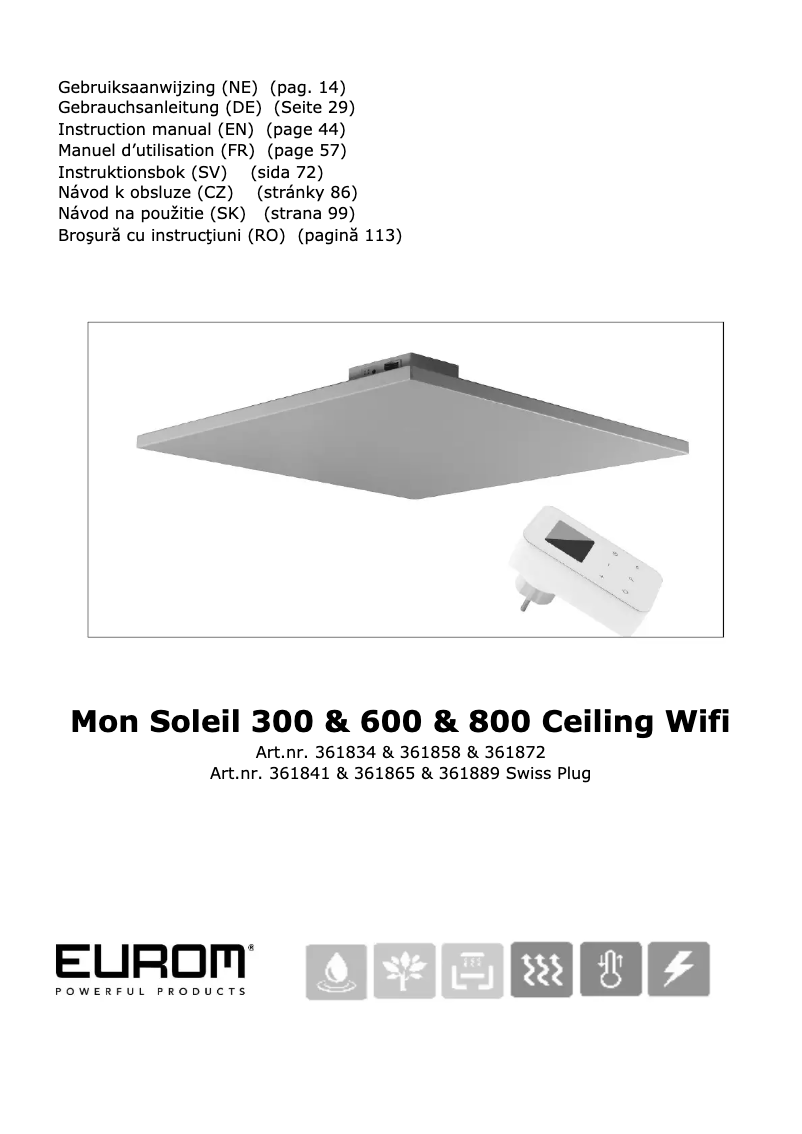 Página nº 1 - Manual de usuario Eurom Mon Soleil 800 Wi-Fi